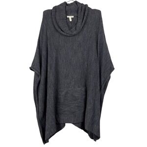 Eileen Fisher Cowl Neck Knit Poncho Sweater Charcoal Gray Medium Large Lagenlook